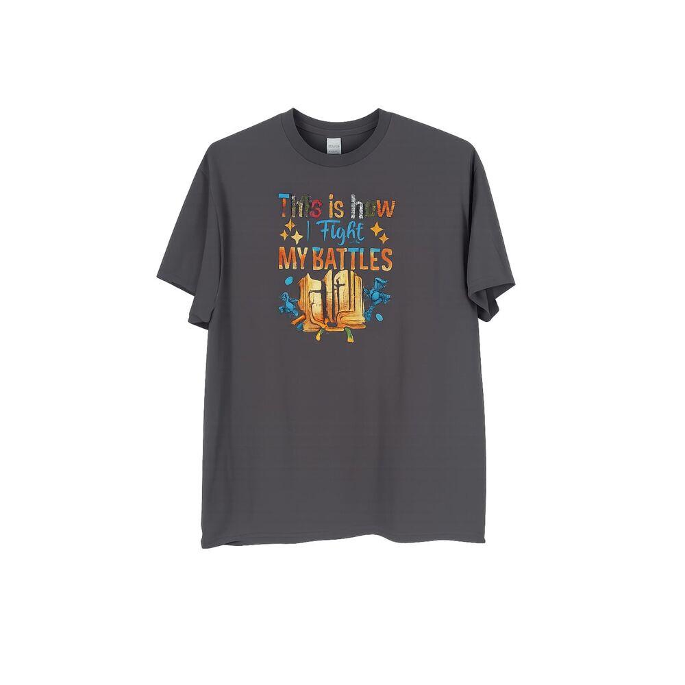 Women's Gildan XL Gray Christian Graphic Shirt "This Is How I Fight My Battles" - Picture 1 of 10